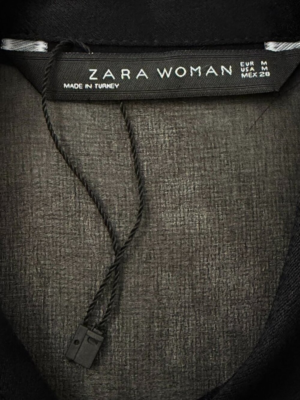 NWOT Zara Woman Mixed Media Semi-Sheer Satin Panel Button Up Long Sleeve Black M - Picture 4 of 15